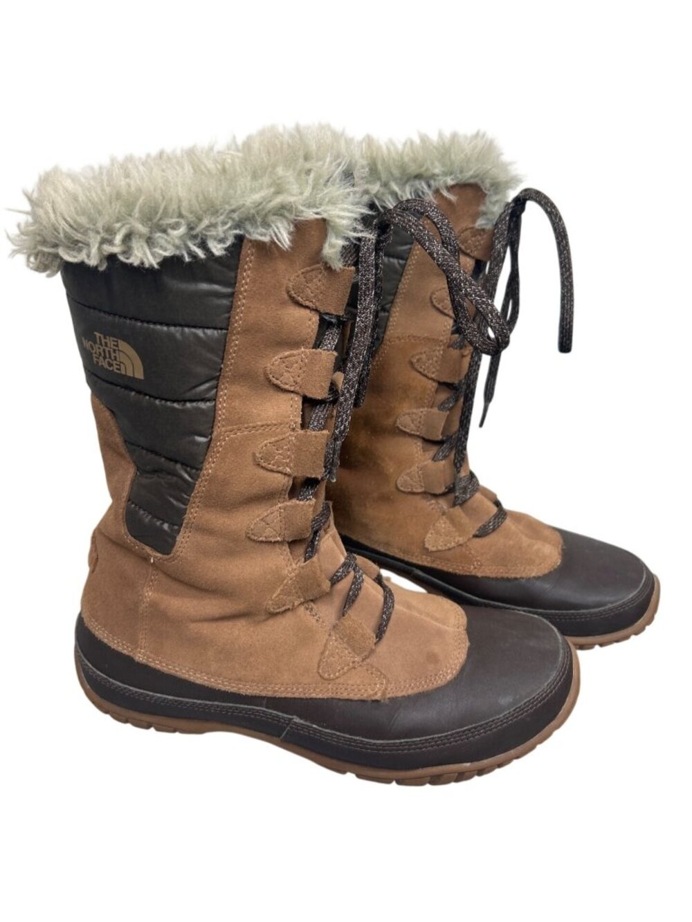 The North Face Women's 9 Brown Winter Boots Waterproof Insulated Faux Fur